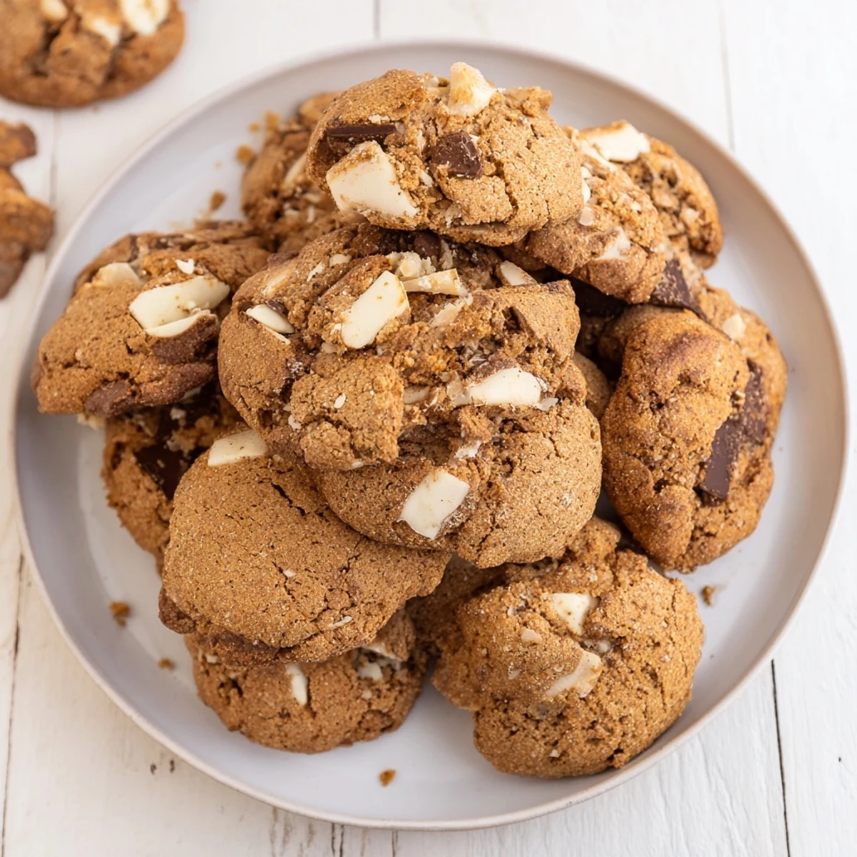Golden-brown, soft and chewy pumpkin spice cookies, perfect for fall flavors, served on a cooling rack.
