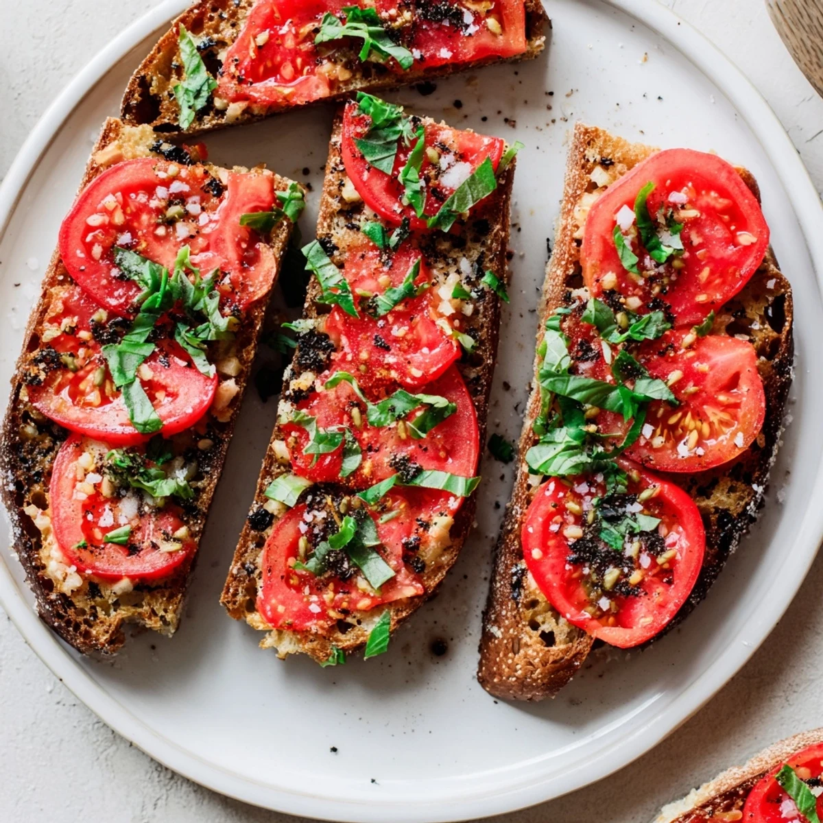This simple homemade tomato and basil flatbread features vibrant red tomatoes and fragrant basil on a golden base.