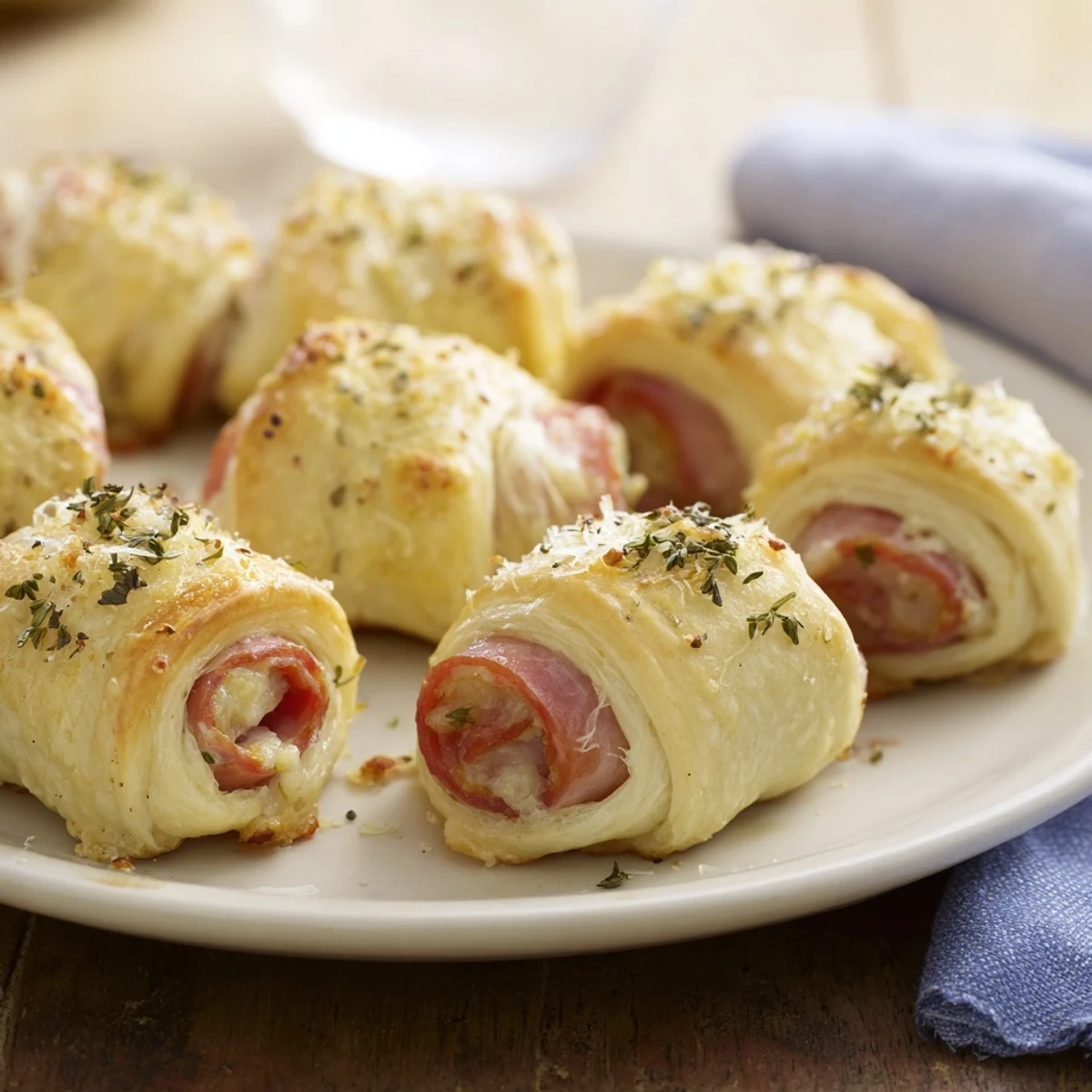 Golden, flaky Homemade Savory Sausage Rolls fresh from the oven, offering a delightful warm aroma.