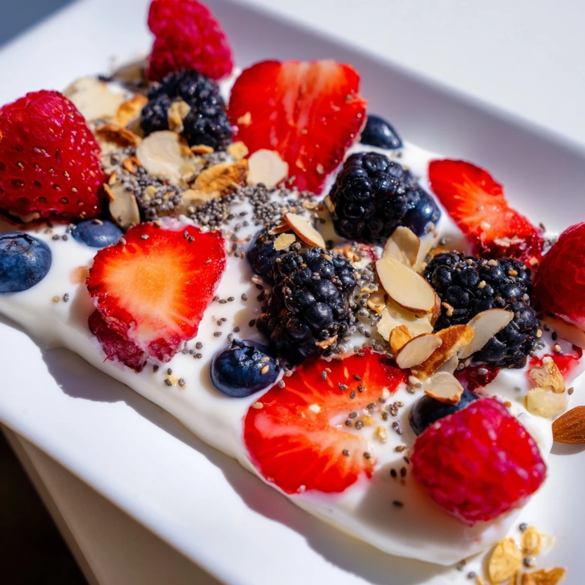 Frozen Fruit Yogurt Bark: A colorful, frozen bark loaded with fresh berries and creamy yogurt.