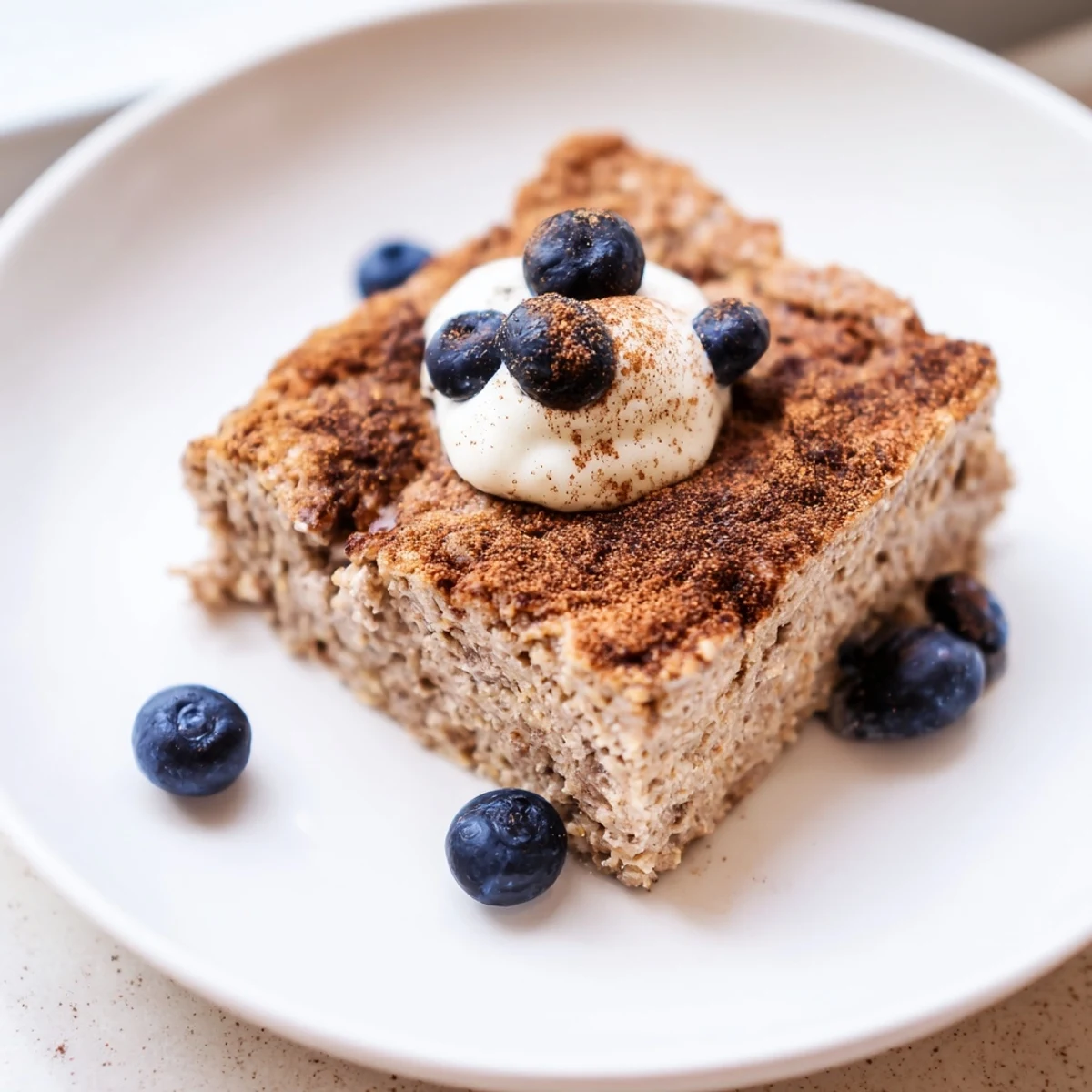 Fluffy Protein Pancake Oats, baked until golden brown, offer a satisfying, high-protein breakfast.