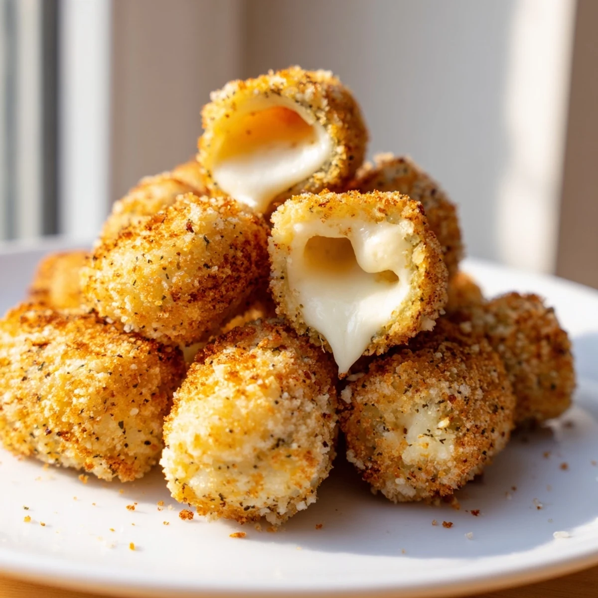 Golden-brown crispy Chickle Bites, a delightful appetizer with melted cheese and dill pickles.