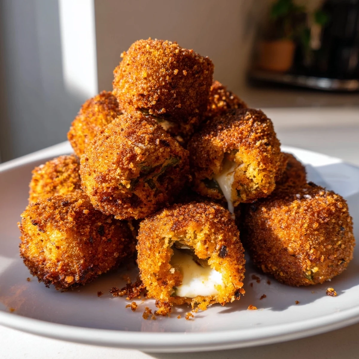 Perfectly fried crispy Chickle Bites, ready to enjoy with a side of creamy ranch for dipping.