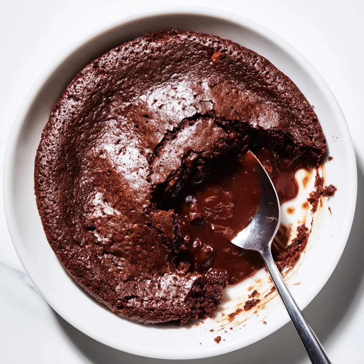 Molten chocolate Ina Garten Brownie Pudding served with vanilla ice cream; a rich and satisfying dessert.