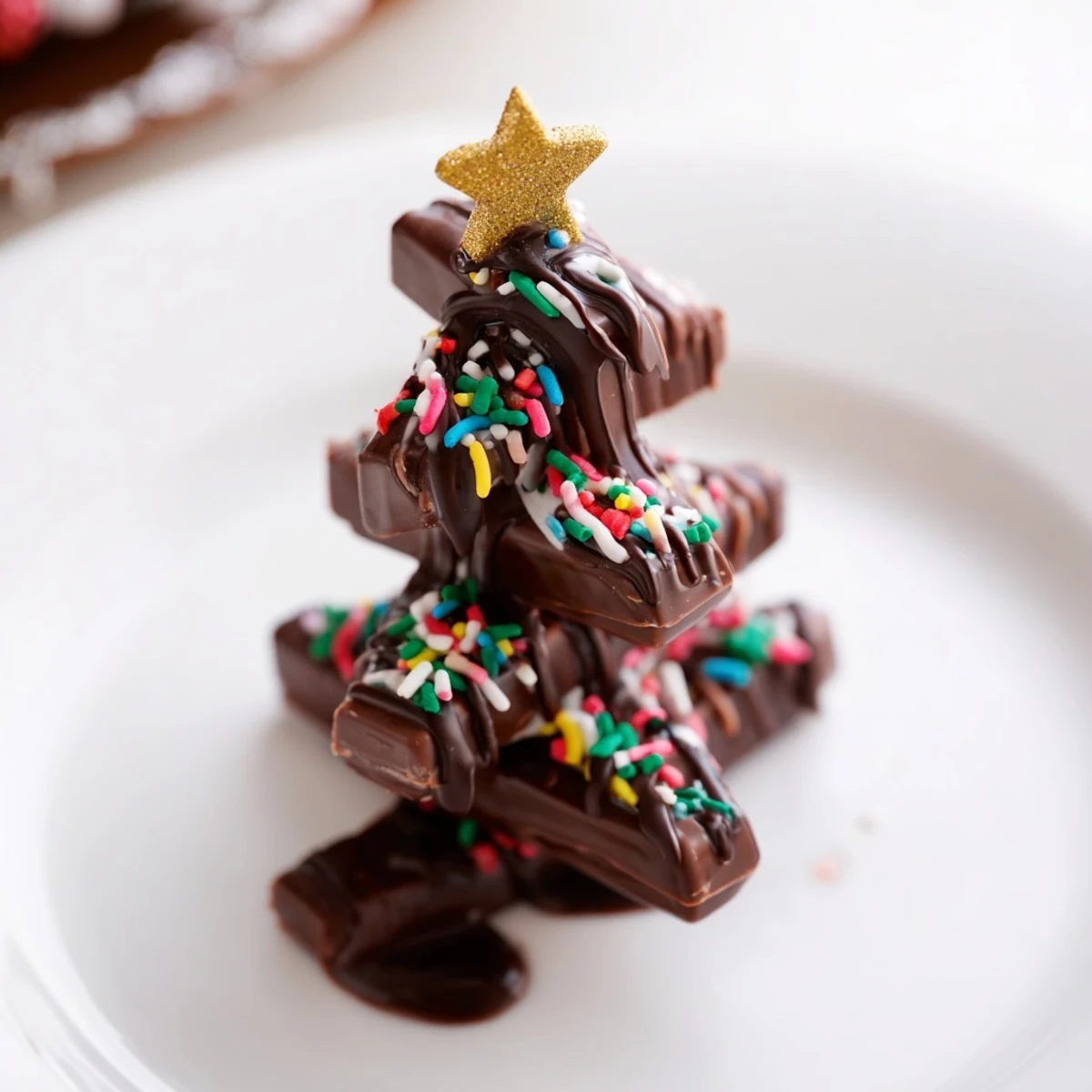 Sweet and simple: a tray of adorable chocolate-covered Kinder Christmas Trees, great for the holidays.