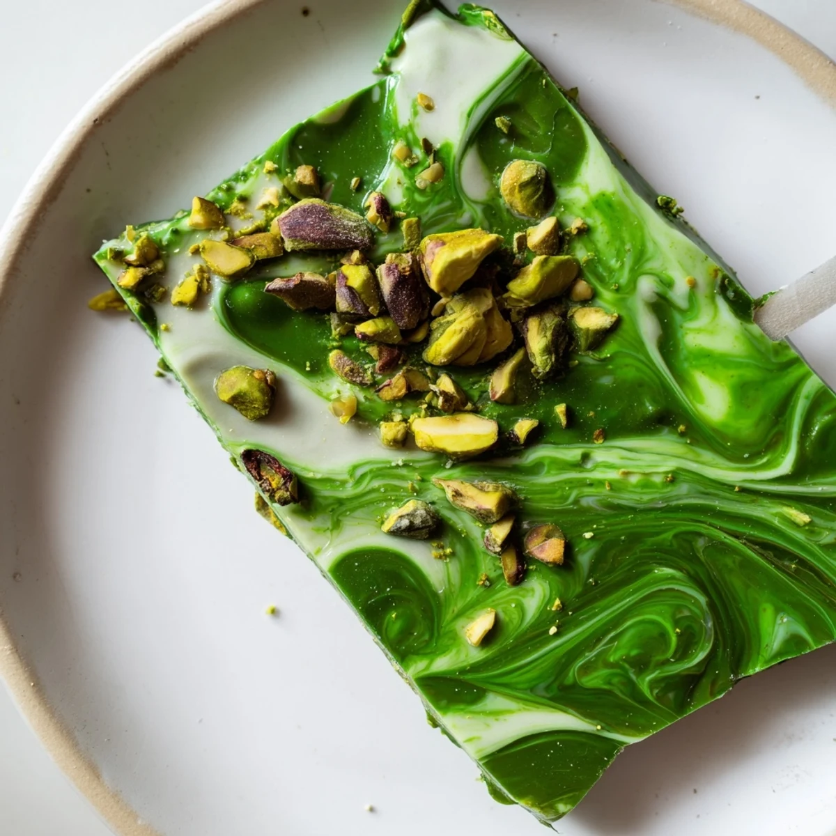 Vibrant pistachio matcha white chocolate bark, a beautiful dessert with a sweet, nutty crunch.