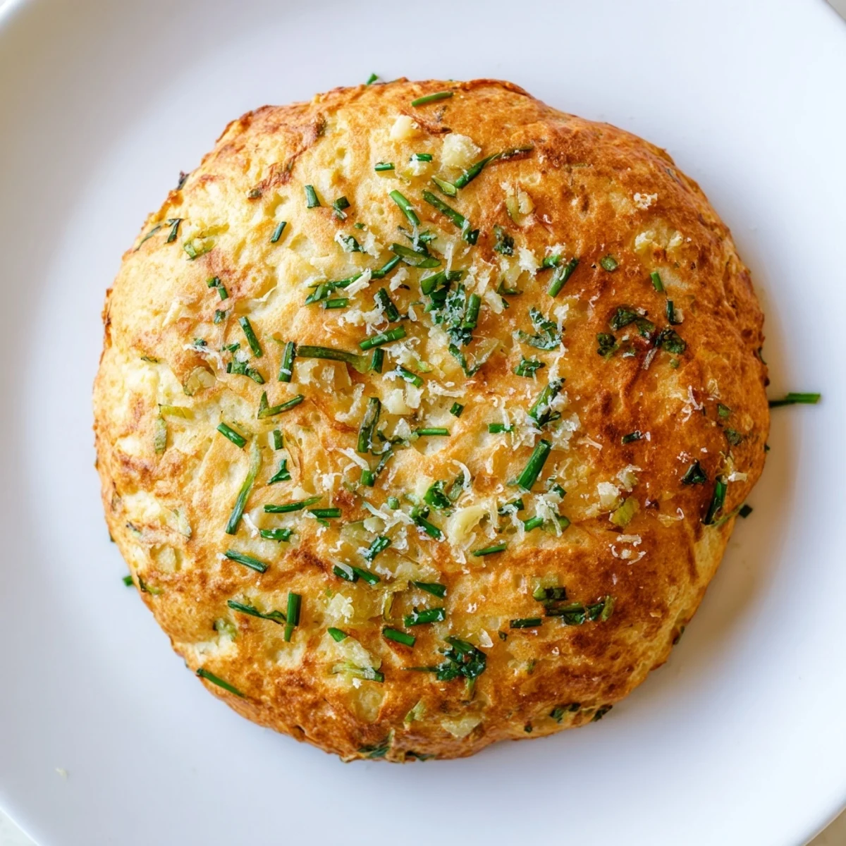 Golden-brown cloud bread savory toast rounds studded with fresh herbs and garlic, ready to be dipped into marinara sauce.