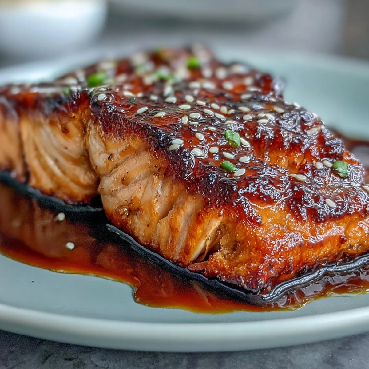 Bright photo of miso salmon on sautéed spinach, highlighting tender fillets and glistening greens on a clean white plate.