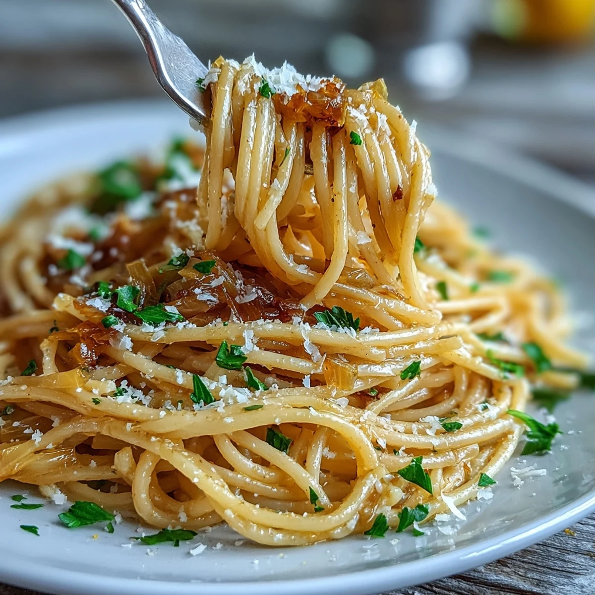 Golden caramelized cabbage and garlic highlight this Cabbage Pasta With Garlic and Parmesan, served with fresh parsley and lemon zest.