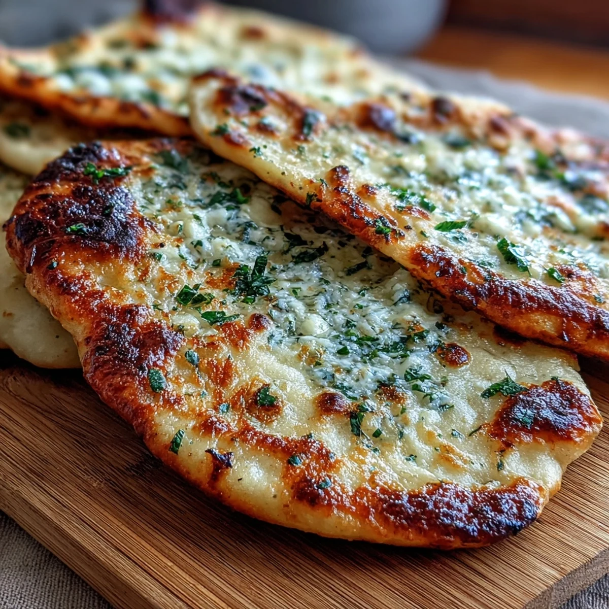 Serving suggestion: Soft, fluffy Easy Garlic Naan Bread alongside a steaming bowl of homemade curry for a complete Indian meal.