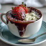 Dubai Chocolate Strawberry Cups with Kataifi and Pistachio Cream, golden kataifi cups filled with rich dark chocolate and creamy pistachio mousse, topped with fresh strawberries and chopped pistachios.