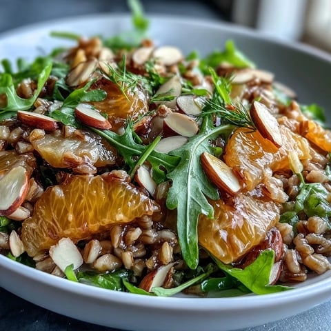 Hearty farro salad bright with fennel, orange, and toasted almonds.