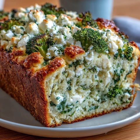 Freshly baked Broccoli and Feta Loaf with golden crust, tender green florets, and creamy cheese crumbles visible inside.