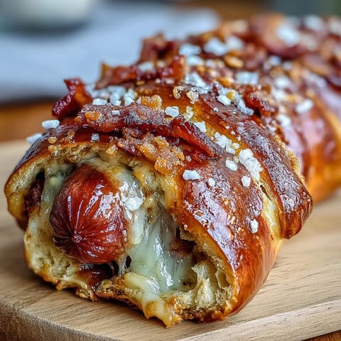 Savory Soft Baked Cheesy Pretzel Dogs lined up on parchment, ready to be dipped in mustard for a game-day snack.