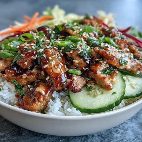 Spicy Bang Bang Turkey Rice Bowls feature colorful shredded veggies and tender ground turkey in a creamy, spicy sauce.