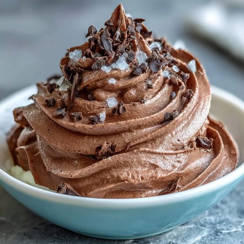 Creamy Greek yogurt blended with cocoa and sea salt creates a rich, high-protein dessert in minutes.  