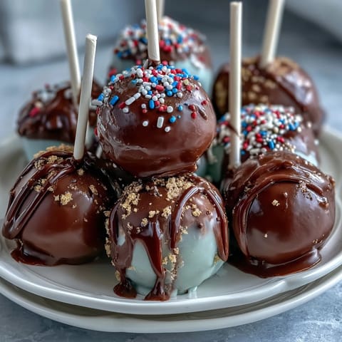 Graduation cake pops in school colors with gold sprinkles, perfect for celebrating academic success with a festive dessert.