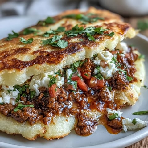 Fluffy cloud bread tacos filled with savory ground beef taco meat and fresh pico de gallo for a gluten-free twist.  
