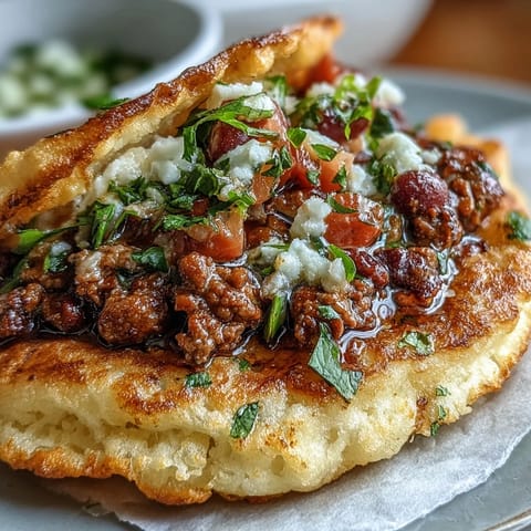 Low-carb cloud bread shells hold juicy taco-seasoned beef and zesty pico de gallo in these easy, satisfying tacos.  