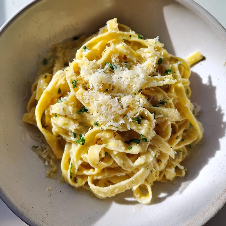 Golden, glistening fettuccine in a rich Parmesan cream sauce, The Perfect 20-Minute Creamy Alfredo Pasta.