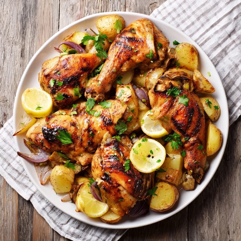 Easy weeknight meal: steaming One-Dish Baked Chicken Thighs, perfectly cooked with a medley of herbs, ready to be enjoyed.