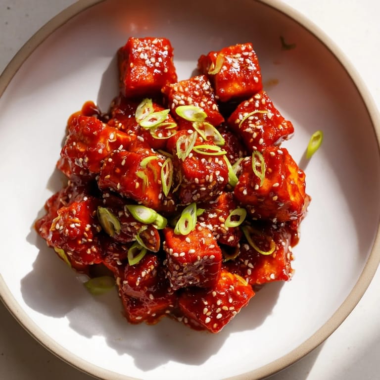 Get your chopsticks! This Honey Gochujang Tofu is coated in a delicious, flavorful sauce.