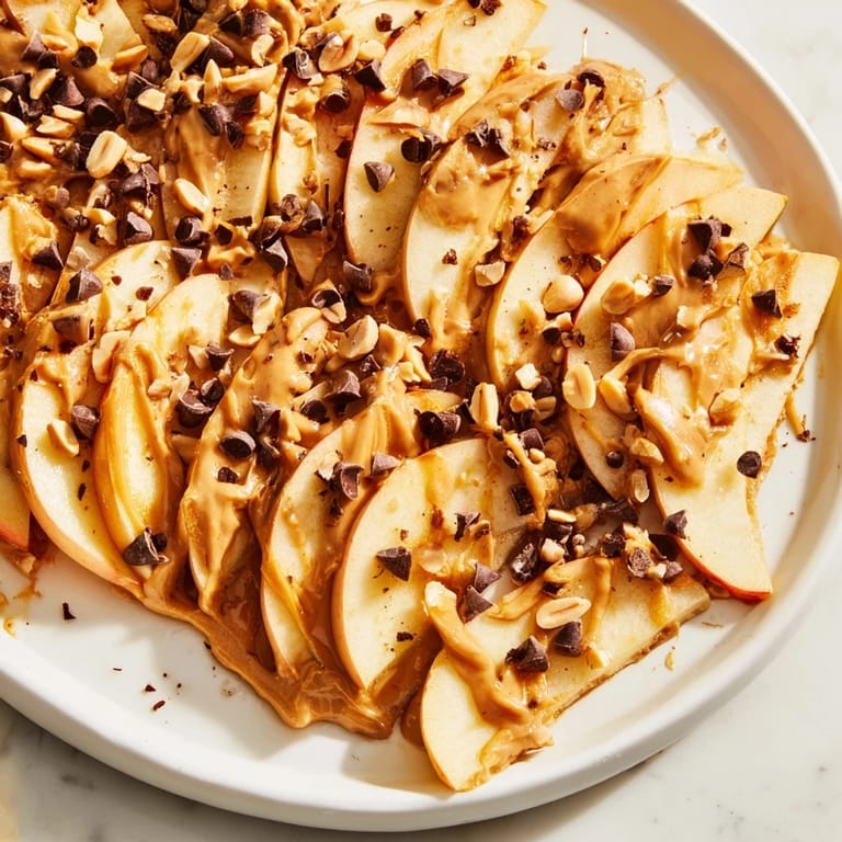 Quick and easy recipe for Peanut Butter Apple Nachos with crunchy nuts and sweet honey topping.