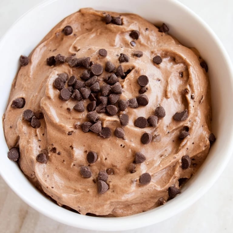 Scooping up the thick, delicious Brownie Batter Dip, a delectable, gluten-free dessert.