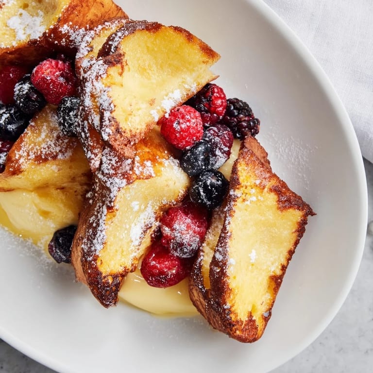 The rich custard of Ice Cream French Toast glistens, promising a melt-in-your-mouth experience this brunch.
