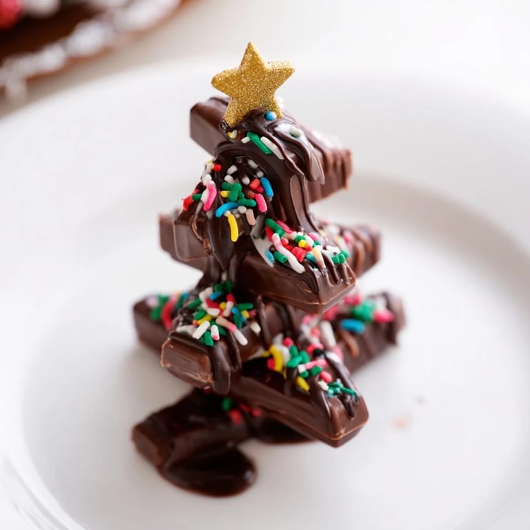 Sweet and simple: a tray of adorable chocolate-covered Kinder Christmas Trees, great for the holidays.
