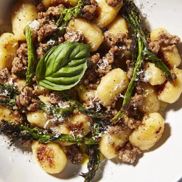 Freshly baked Italian-inspired gnocchi bake on a parchment-lined pan, garnished with Parmesan and herbs for dinner.