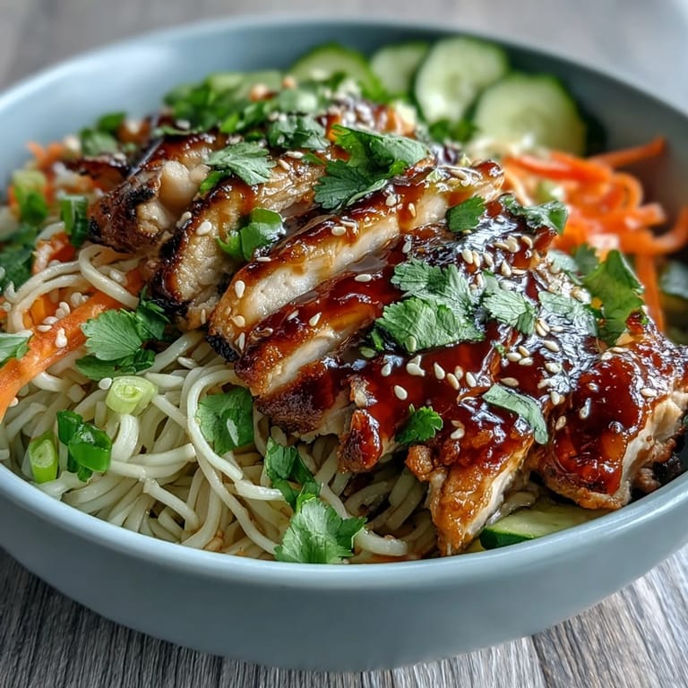 Tender chicken and crisp veggies atop noodles in this delicious Asian Chicken Noodle Bowl.