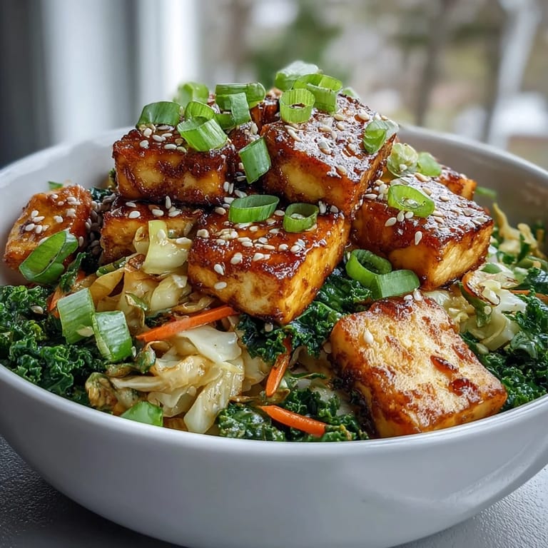 Heaping spoonful of plant-based Tofu Egg Roll in a Bowl, showcasing crisp cabbage, tender kale, and julienned carrots mingling with tofu in a glossy, savory dressing.