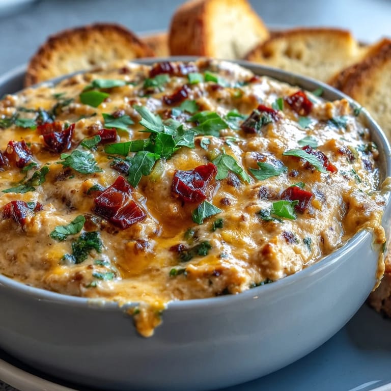 A bubbling Hot Black-Eyed Pea Dip with Jalapeño and Cumin is served with tortilla chips and fresh veggies.