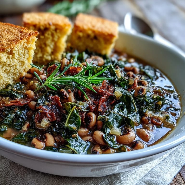 A hearty vegetarian meal, perfect for a lucky New Years dinner with hot sauce.