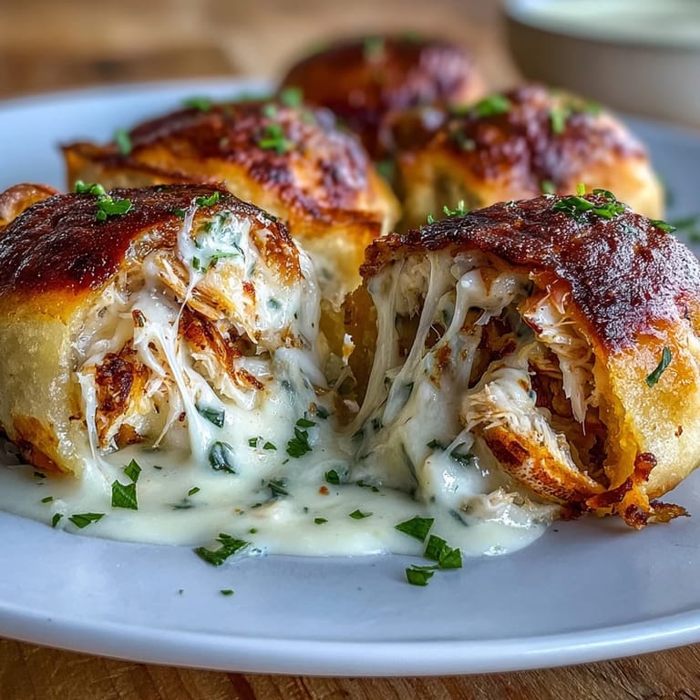 Fresh parsley garnish and side of salsa verde pair with these appetizer bombs on a wooden board.