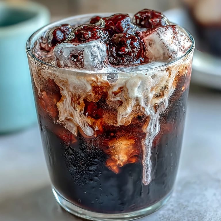 Cold Dr Pepper and sweet blackberry syrup meet lush coconut cream in this fizzy Midnight Malibu Dirty Soda served over ice.