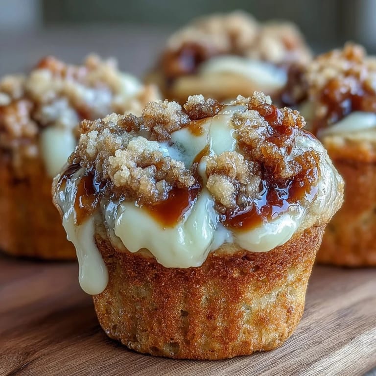 Perfectly golden Caramel Cream Cheese Swirl Muffins served on a rustic plate for an afternoon snack.