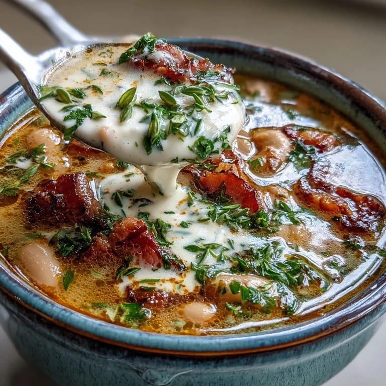 A hearty one-pot meal featuring tender ham, creamy white beans, and aromatic herbs simmered to perfection.  