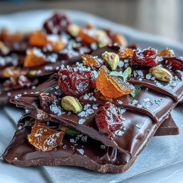 Rich bittersweet dark chocolate topped with finely chopped candied orange peel, creating a luxurious and elegant dessert perfect for gifting.