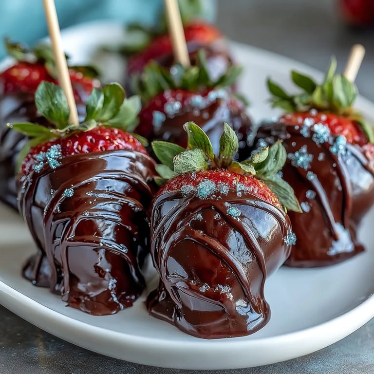Ripe strawberries coated in smooth semisweet chocolate, decorated with nuts and coconut, presented as a romantic edible bouquet for special occasions.