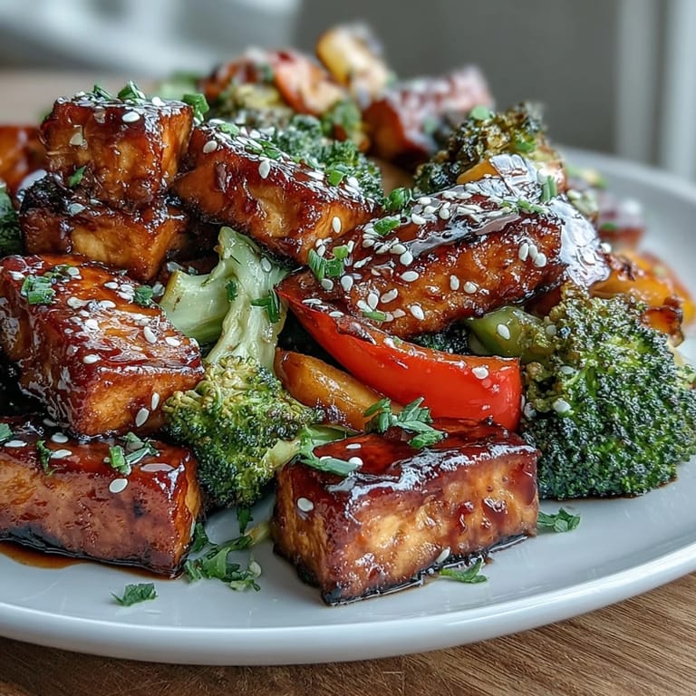 Healthy vegan teriyaki tofu and vegetable sheet pan dinner, bursting with flavor and served over fluffy jasmine rice.
