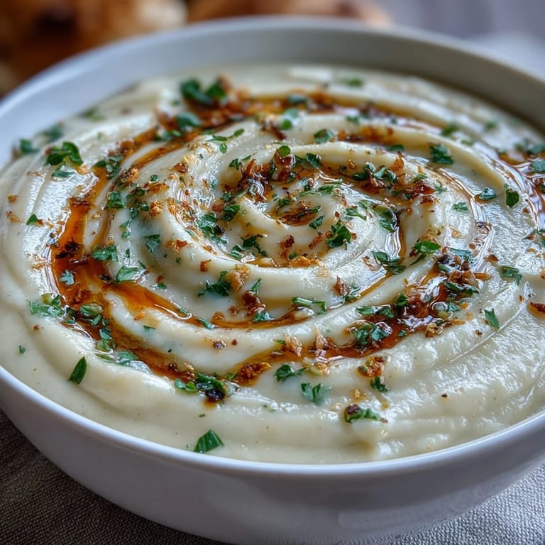 Warm bowl of Creamy Onion and Cauliflower Soup, rich and comforting, with tender cauliflower florets and caramelized onions in every spoonful.