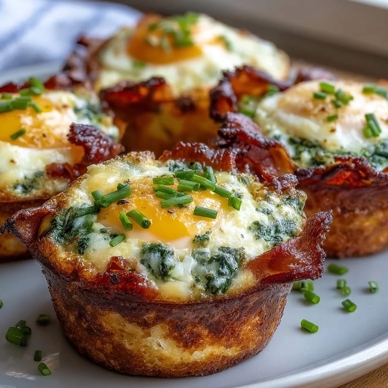 Kid-friendly spinach egg cups with ham and cheddar, baked to golden perfection.