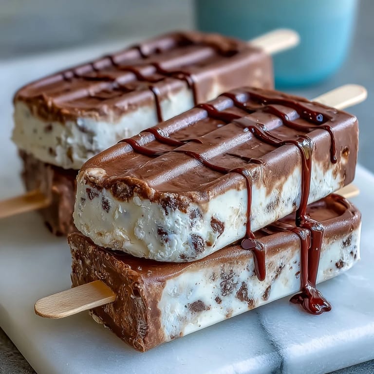 Decadent vanilla bean and chocolate fudge pops, a delightful frozen dessert with a coffee-infused twist.