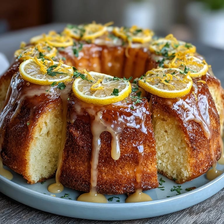 Golden limoncello pound cake topped with glossy lemon glaze, a fragrant Italian-American dessert for gatherings.