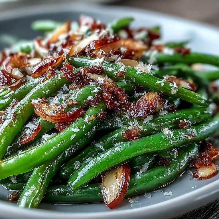 Garlic-infused green beans roasted until tender and slightly blistered, topped with lemon zest for a flavorful Easter side.