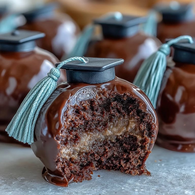School color cake pops with chocolate coating, mini tassel accents, and colorful sprinkles for graduation parties.