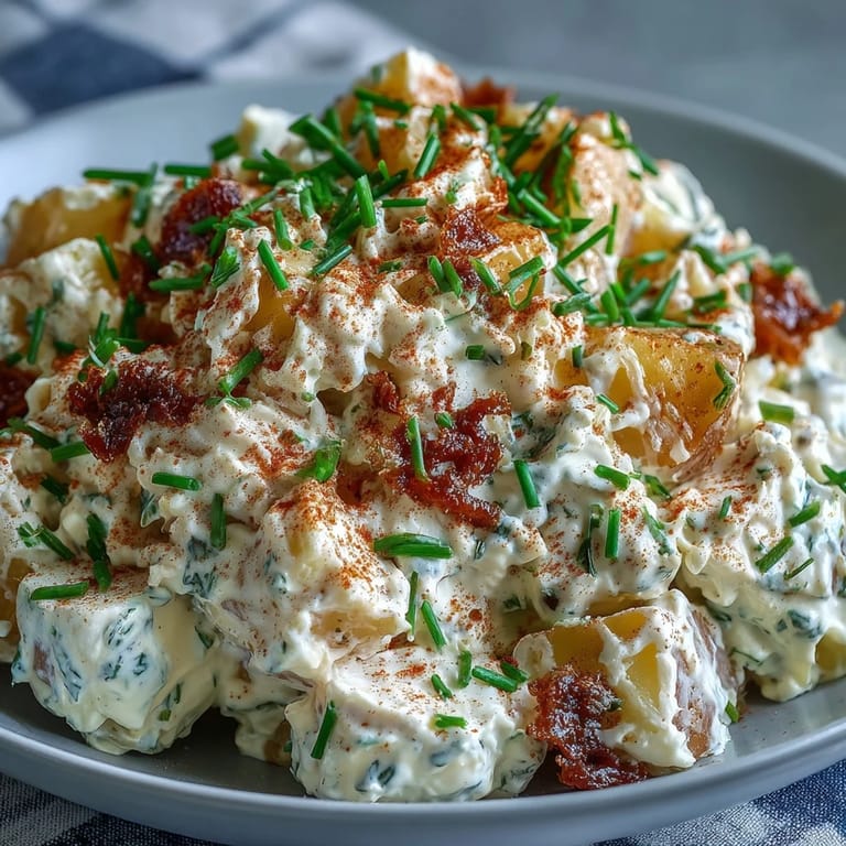 Tangy deviled egg potato salad with tender Yukon Gold potatoes, crisp celery, and a smoky paprika finish, ideal for summer gatherings.