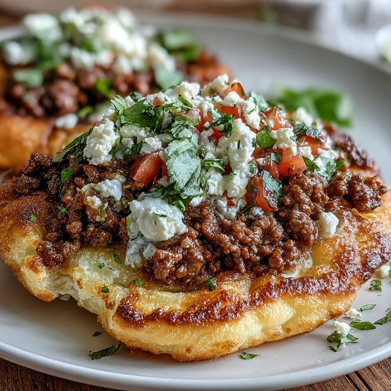 Delicate cloud bread forms the base for hearty taco meat and vibrant pico de gallo in this creative fusion dish.